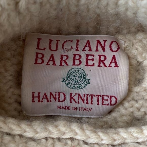 Vintage & Rare 90's Luciano Barbera Handknit Icelandic Cable Sweater Large - Picture 3 of 11